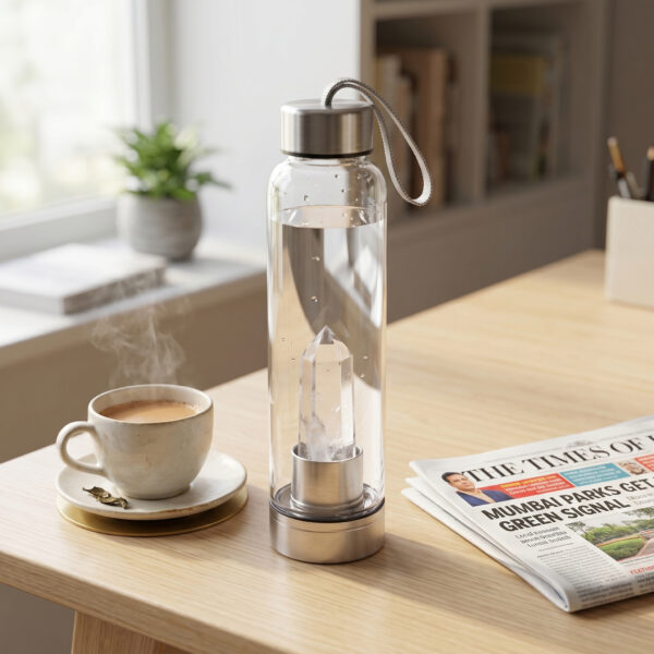 Clear Quartz Crystal Water Bottle — Wisdom & Clarity