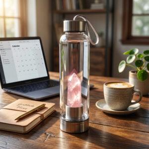 Rose Quartz Crystal Water Bottle - Love & Harmony