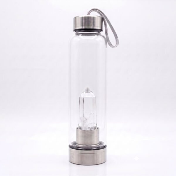 Clear Quartz Crystal Water Bottle — Wisdom & Clarity