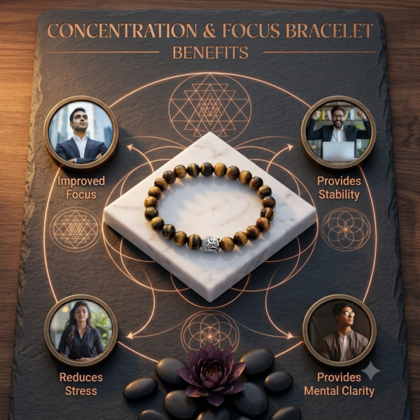 Tiger Eye Concentration & Focus Bracelet — Clarity · Grounding · Mental Strength