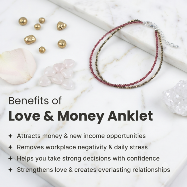 Pyrite & Garnet Double Layer Anklet — Money · Love · Confidence · Protection