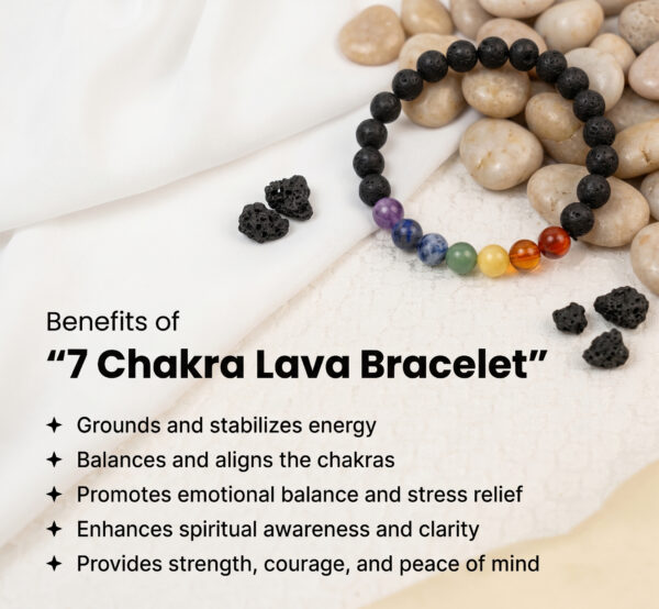 Lava Stone with 7 Chakra Bracelet — Balance · Grounding · Full Body Healing