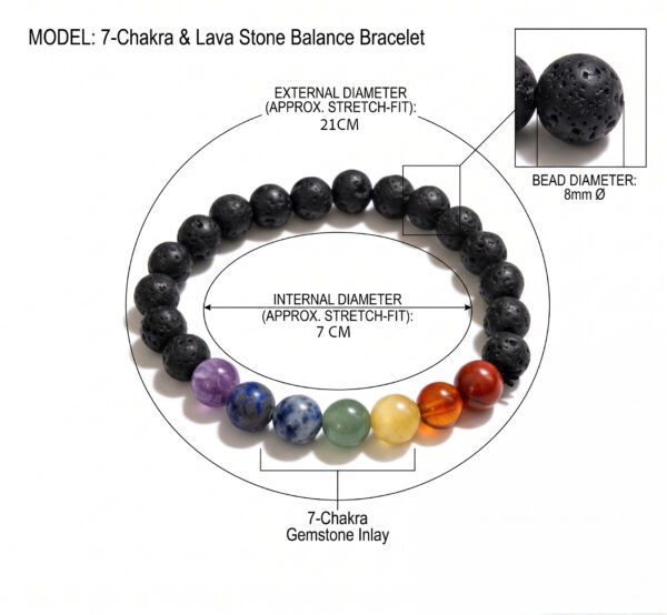 Lava Stone with 7 Chakra Bracelet — Balance · Grounding · Full Body Healing