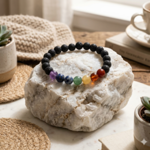 Lava Stone with 7 Chakra Bracelet — Balance · Grounding · Full Body Healing