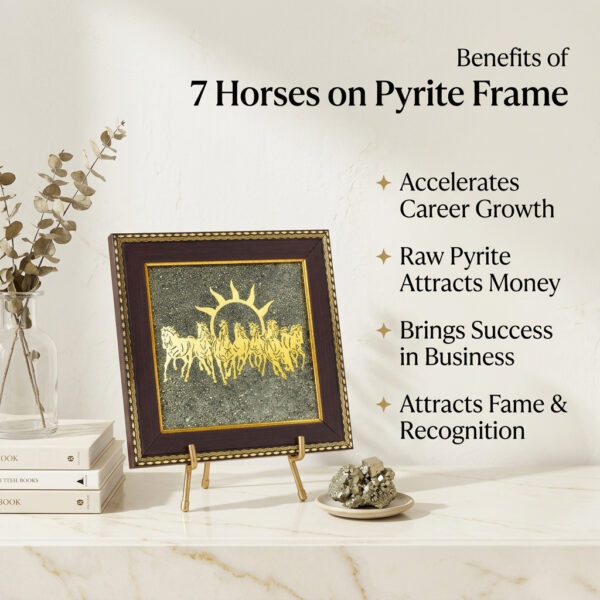7 Horses on Raw Pyrite Frame